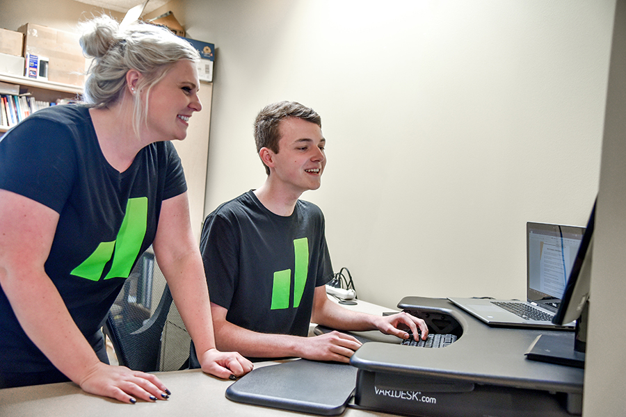 Caleb Newburn participating in his internship